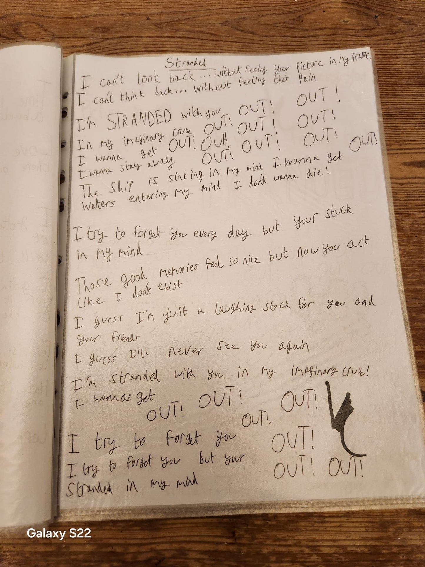 Handwritten Lyrics - Stranded