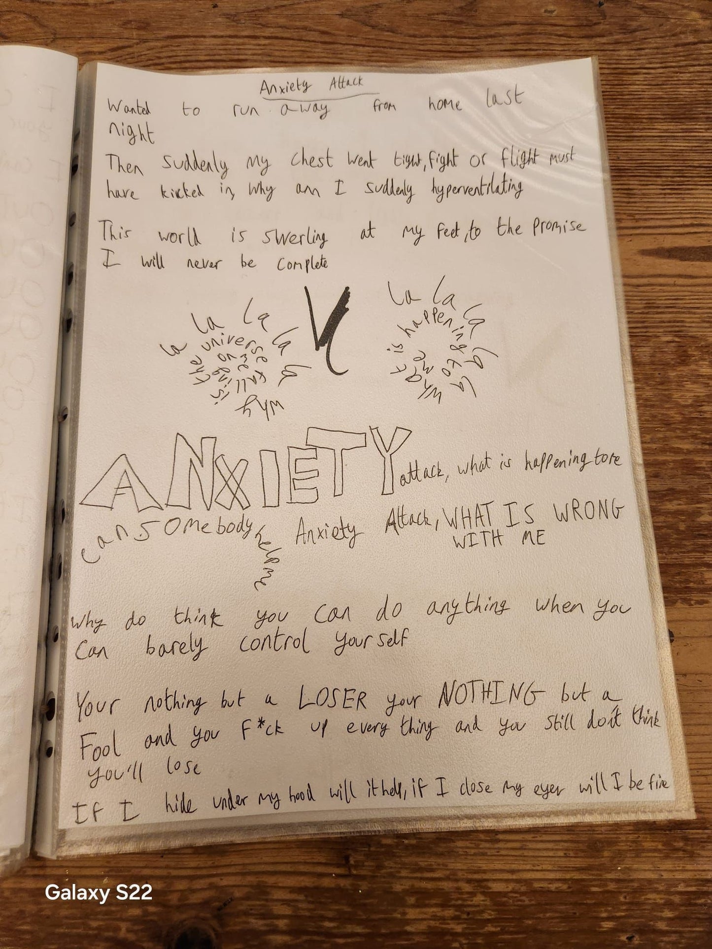 Handwritten Lyrics - Anxiety Attack