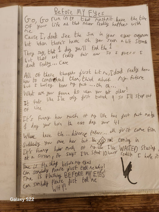 Handwritten Lyrics - Before My Eyes