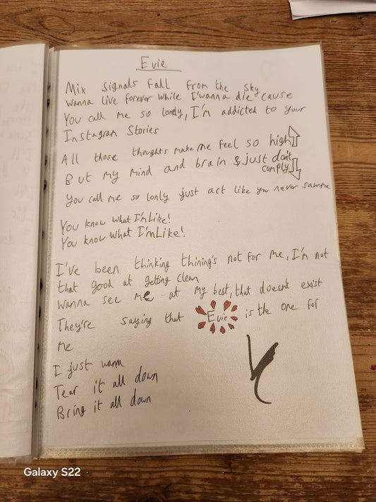 Handwritten Lyrics - Evie