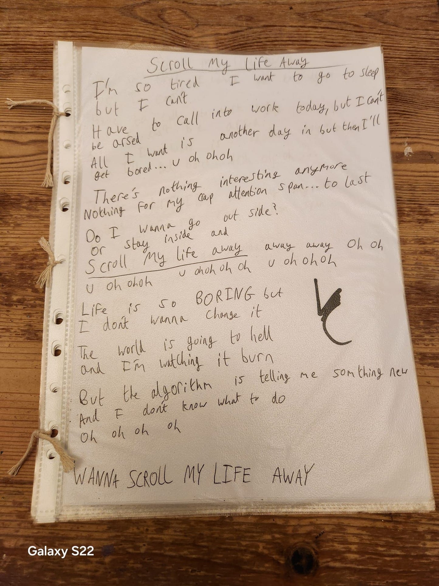Handwritten Lyrics - Scroll My Life Away
